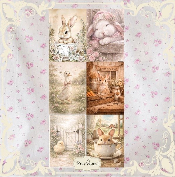 Producto - Panel Conejitos Shabby por 6 unidades