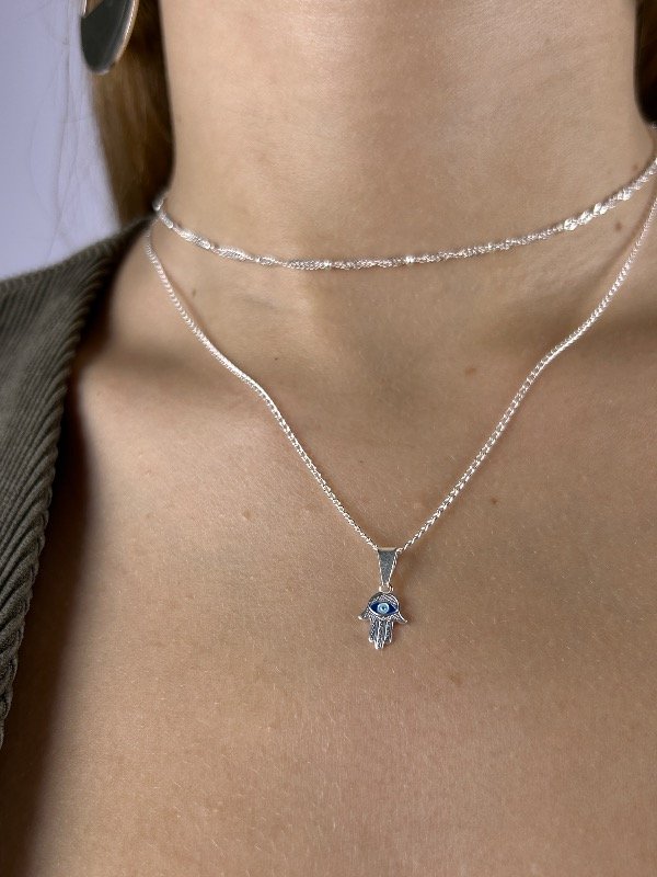 Producto - CADENA DE PLATA MANO DE FÁTIMA 0368