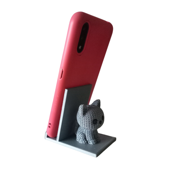Producto - Porta Celular con Gatito Tejido 7 cm