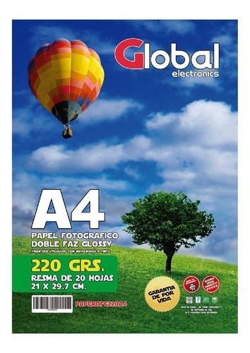 Producto - Resma Global A4 Fotografico Doble Faz Glossy 220Grs 20 Hojas PAPERDFG220A4