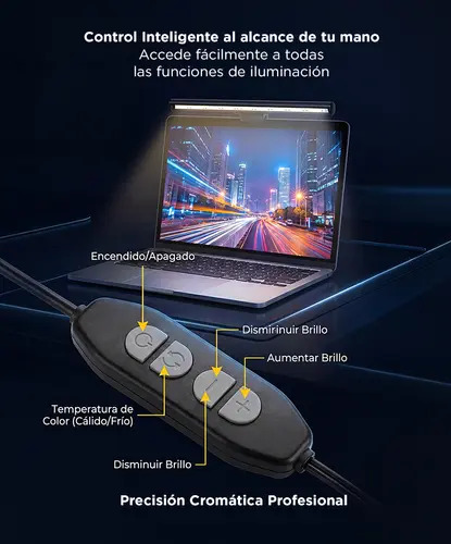 Producto - Lampara LED USB p/monitores y notebook -3W -4 niveles de brillo -3 tonos de luz - 4
