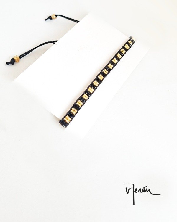 Producto - Pulsera miyuki negro y oro