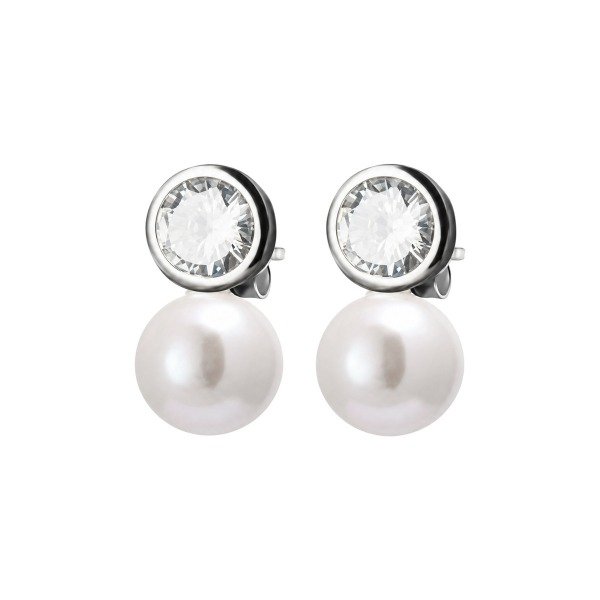 Producto - Aros Dainty de plata 925 con zirconia cúbica y perla - 0