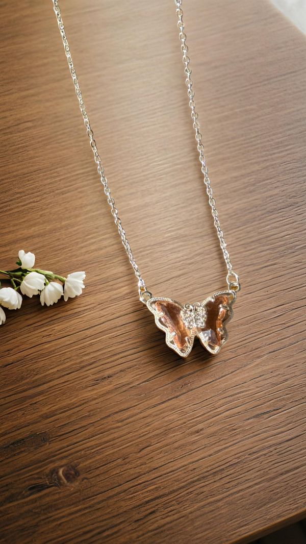 Producto - Cadena con dije incluído de mariposa ACERO BLANCO CA57