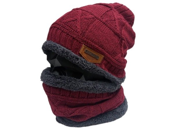 Producto - Conjunto GORRO/CUELLO Interior Simil Piel BORDO - 0