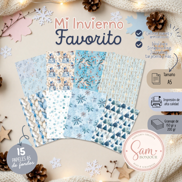 Producto - Colección de Papeles: Mi invierno Favorito Tamaño A5 - 0