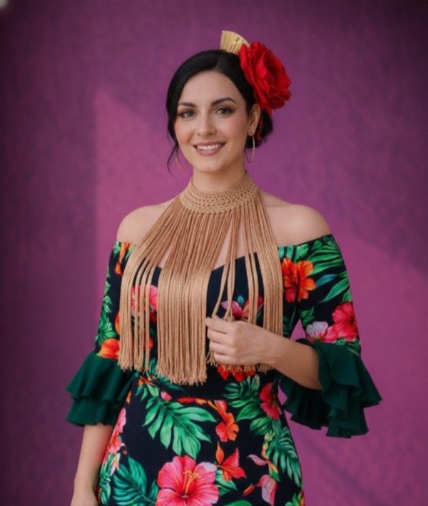 Producto - Collar De Flecos De Seda Recto Cobre