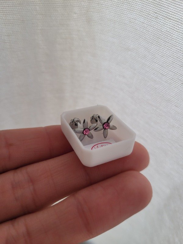 Producto - Par de abridores flores con strass rosa AQ