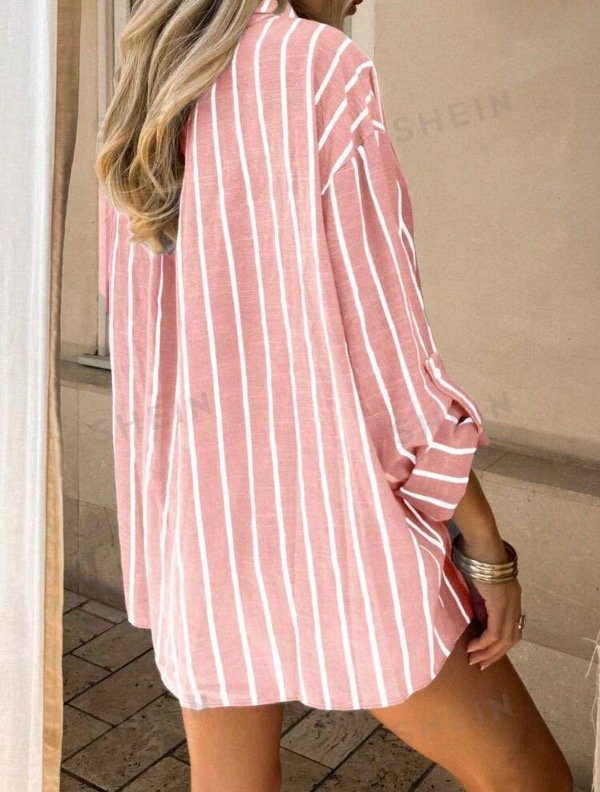 Producto - Camisa SHEIN rosa rayada - 2