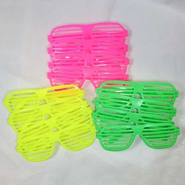 Producto - Lentes redondos enrejado fluo colores surtidos x12un