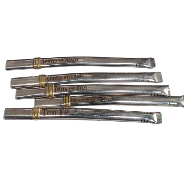 Producto - PROMO Bombilla Plana De Acero Grabada PACK X10 UNIDADES