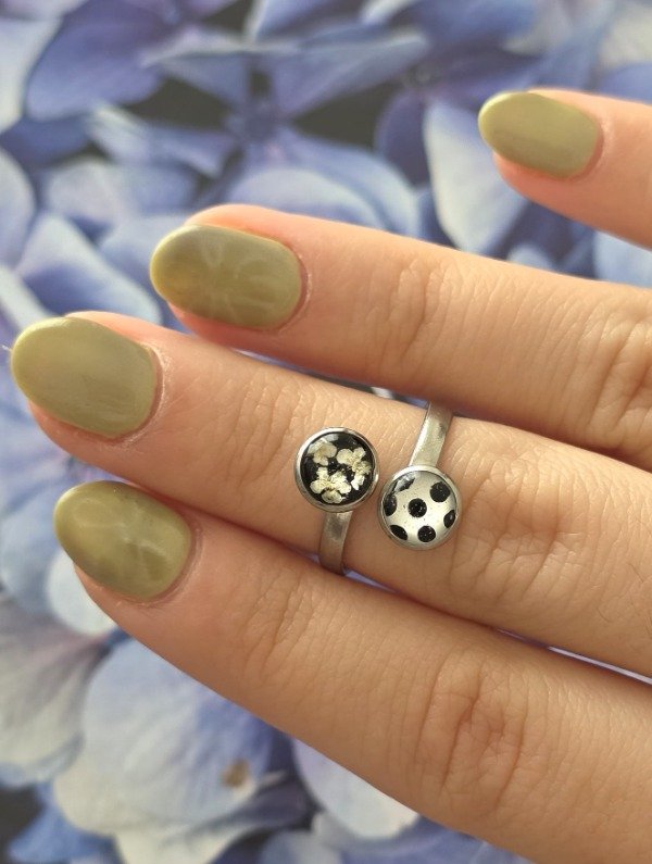 Producto - anillo polka dot - dálmata plateado - 0