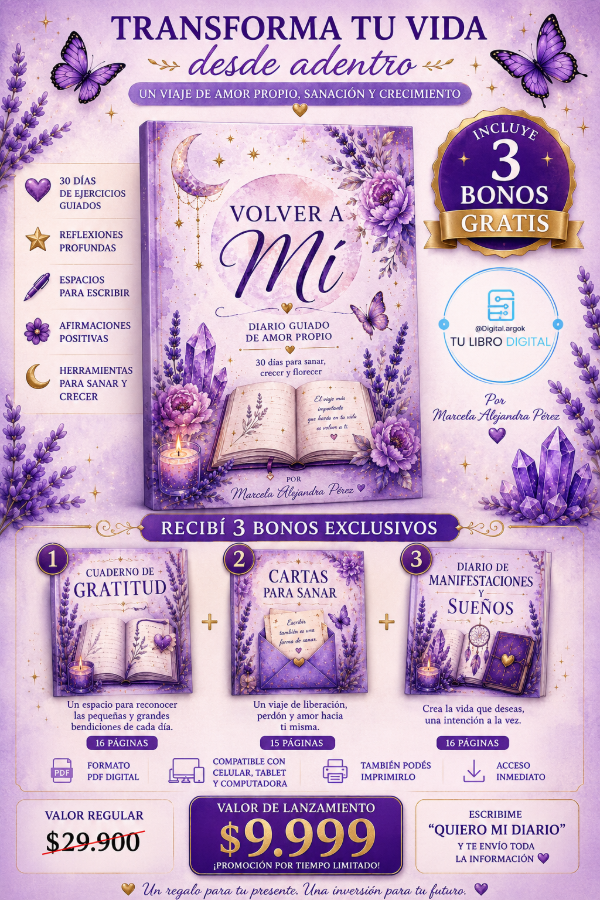 Producto - EBOOK VOLVER A MI, Diario Guiado de Amor propio + BONOS DE REGALO