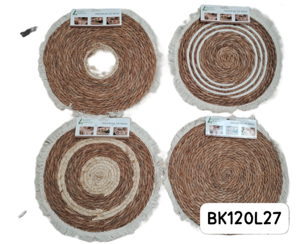 Producto - INDIVIDUAL DE YUTE REDONDO CON FLECO X1