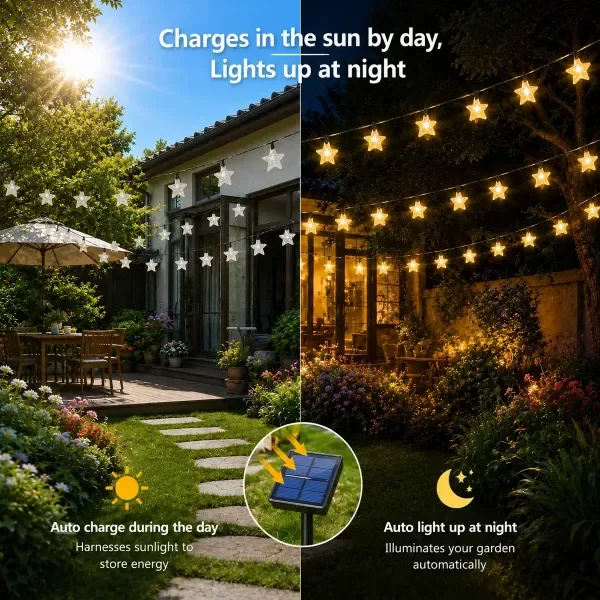 Producto - Guirnalda Luces Solar Estrella 80Led 10Mts Luz Cálida - 2