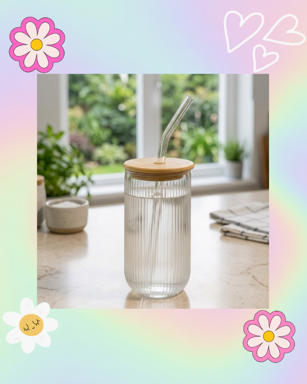 Producto - Vaso Rayado con Tapa Bamboo