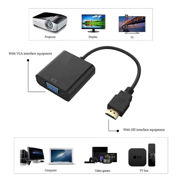 Producto - Cable Hdmi A Vga Adaptador De Hdmi Vga Conversor Hdmi Vga - 1