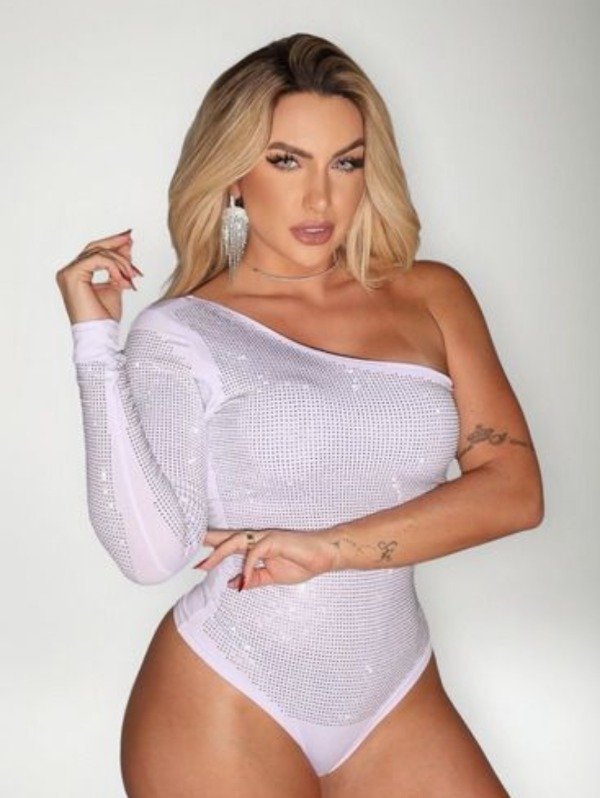 Producto - Body una manga blanco strass