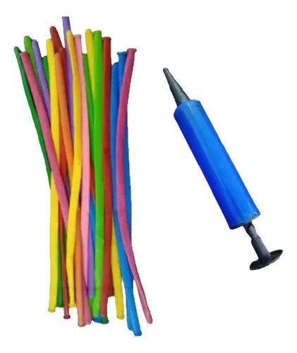 Producto - GLOBOS DE GLOBOLOGIA CON INFLADOR X 21 PCS C/U MULTICOLOR