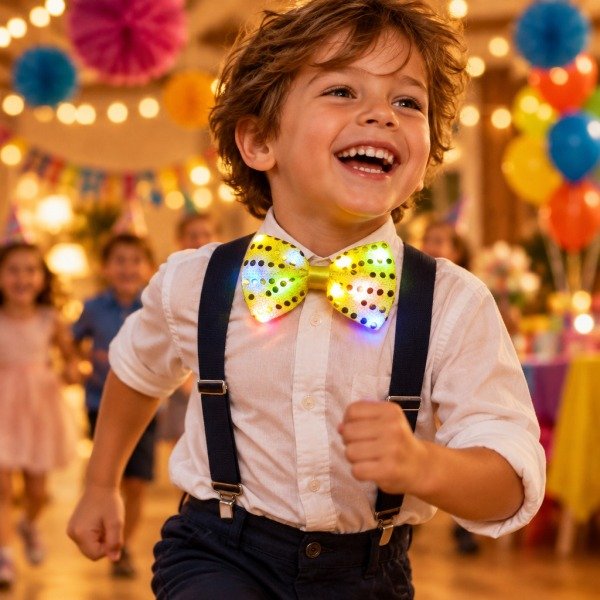 Producto - Moño Lentejuela Con Luz Dorado 8169