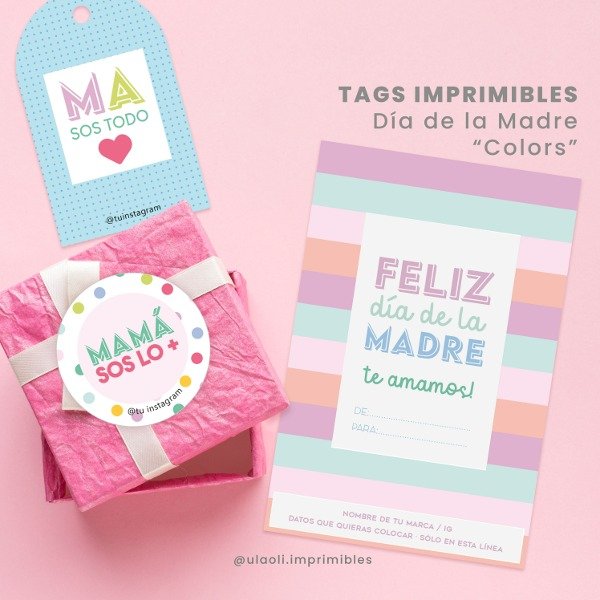 Producto - Tags y Packaging Imprimibles Día de la Madre "Colors"