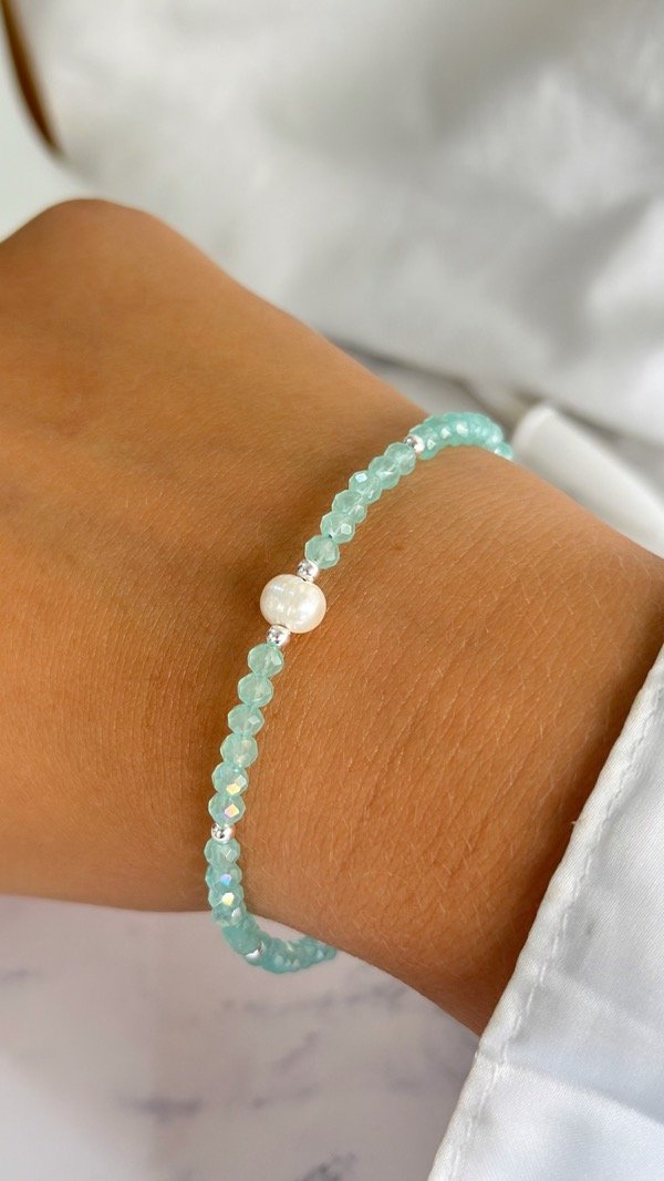 Producto - PULSERA CRISTALES C/PERLA VERDE MARINO