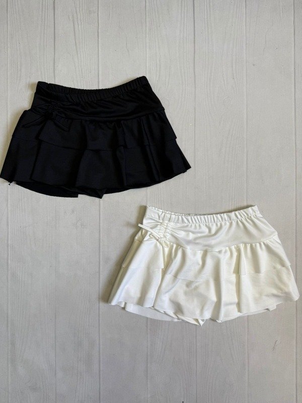 Producto - [4936] Short pollera tiro bajo doble volado c/frunce microfibra