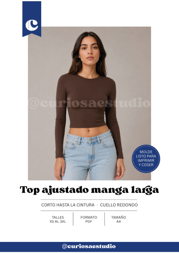 Producto - Top ajustado manga larga - Molde digital - PDF descargable