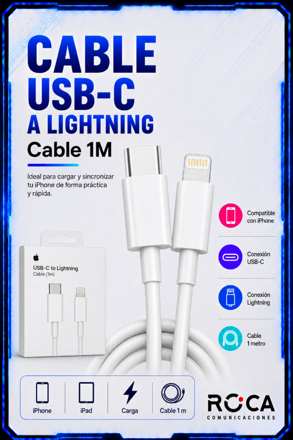 Producto - Cable USB-C a Lightning 1 Metro
