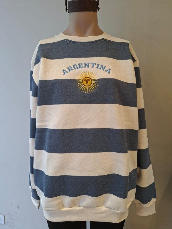 Producto - BUZO RAYADO ARGENTINA SOL BORDADO "FRIZA INVISIBLE PEINADA" (Art.A007)