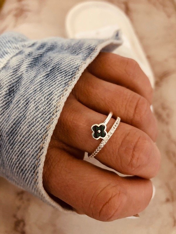 Producto - Anillo van Cleef doble verde Acero Blanco