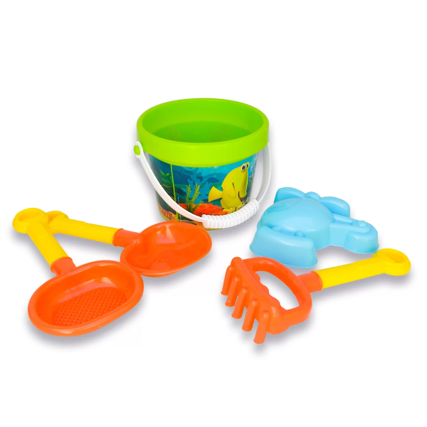 Producto - BALDE MEDIANO, PALITA, RASTRILLO Y 1 MOLDE COD 526