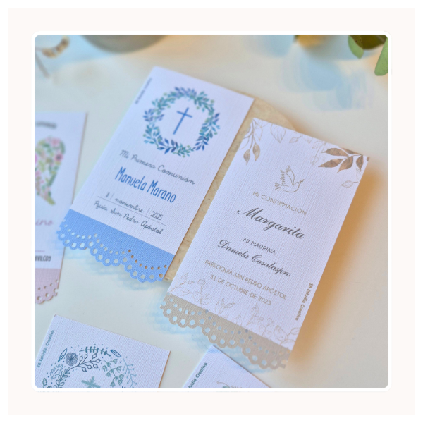 Producto - Estampitas Especiales: papel telado y puntilla calada - 4
