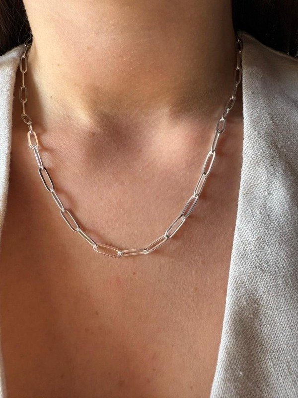 Producto - Collar Long Chain - Acero blanco