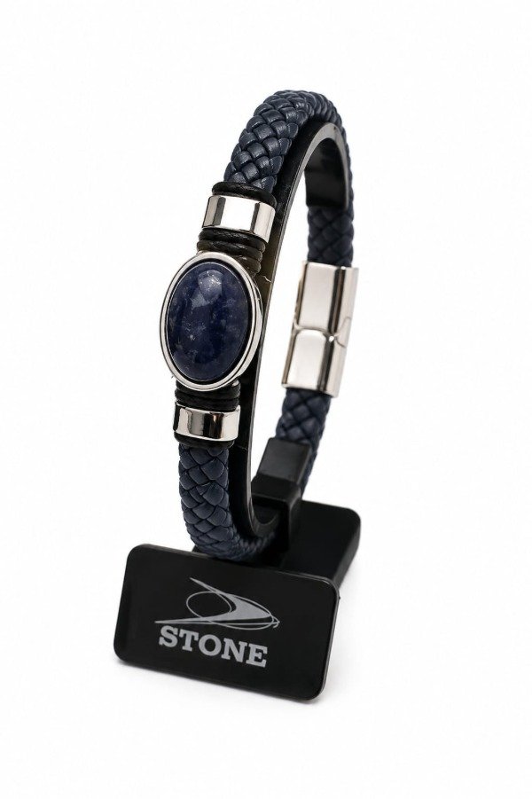Producto - Pulsera Stone de Cuero Trenzado con Piedra Natural - 0