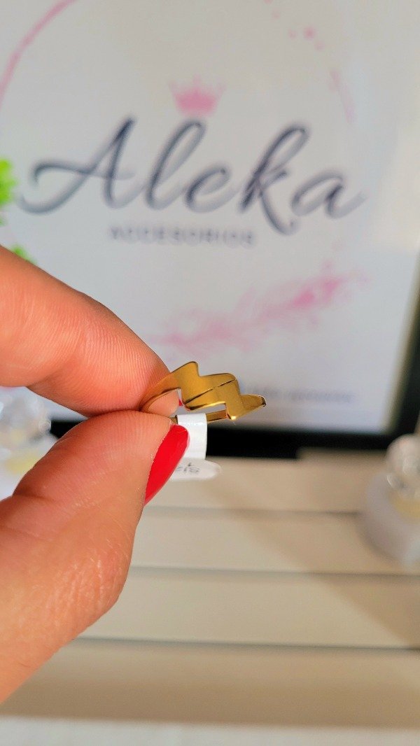 Producto - Anillo rayo(talle 17)de acero dorado - 1