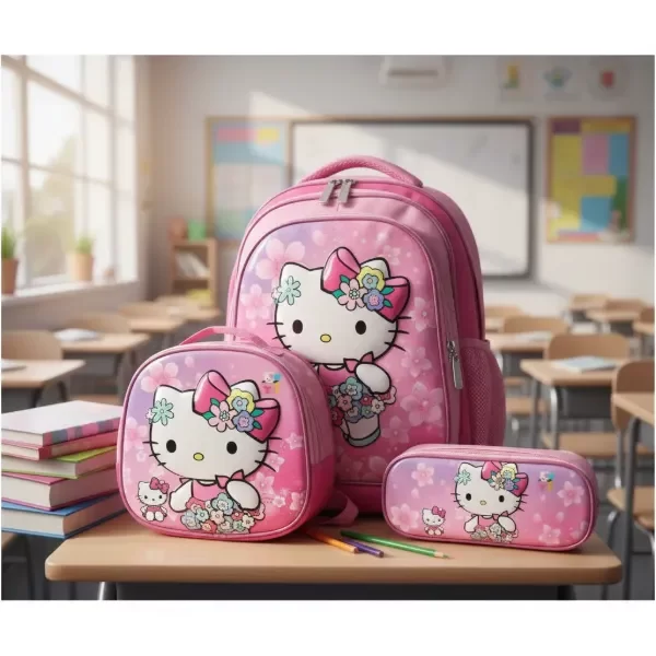 Producto - COMBO Mochila Cartuchera y vianda Kitty