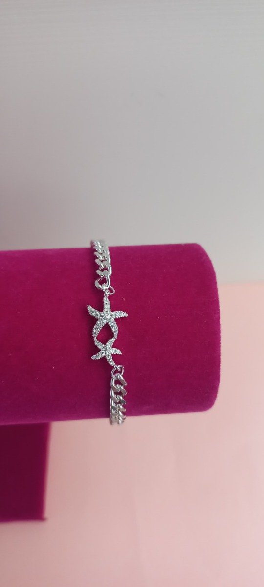 Producto - Pulsera estrella de mar con strass en acero blanco 17cm