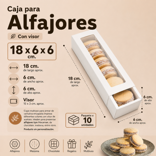 Producto - CAJA PARA ALFAJORES CON VISOR 18 x 6 x 6 CM X10