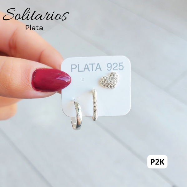 Producto - Pack 3 aros pasantes solitarios