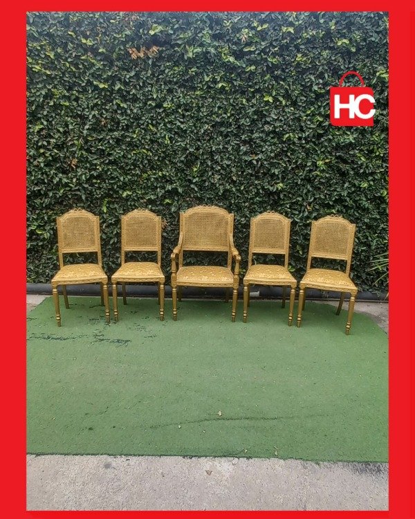 Producto - Juego de comedor antiguo estilo Luis XVI (4 sillas + 2 sillones de cabecera) - 3