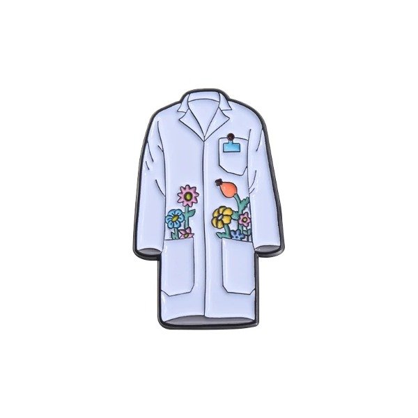 Producto - Pin Ciencia - Bata de Laboratorio con Flores Botánicas