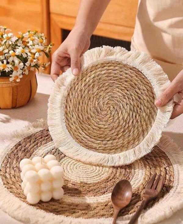 Producto - Individual de seagrass con flecos 25cm