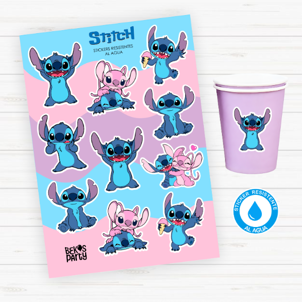 Producto - Sticker Silueta Resistentes al Agua "Stitch y Ángel"