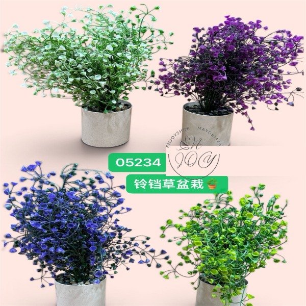 Producto - PLANTA ARTIFICIAL FLOR Campanula medium CON MACETA COLORES 05234