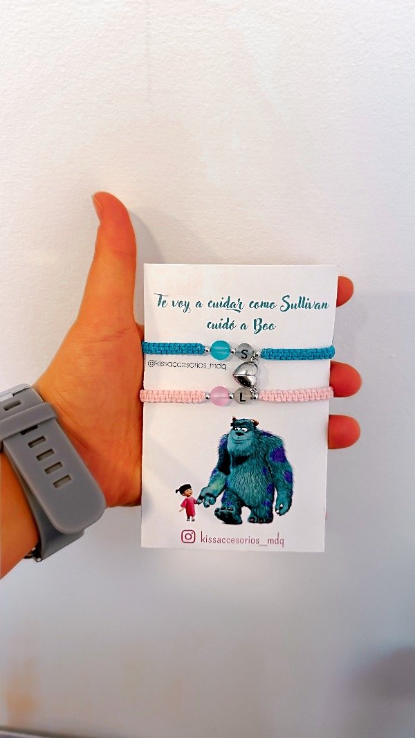 Producto - Pulseras boo y gatito con inicial e imán