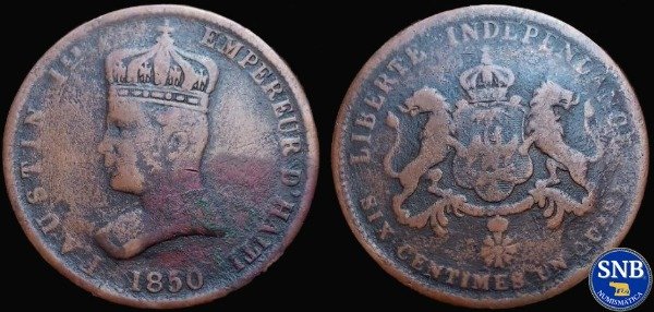 Producto - Segundo Imperio de Haití - 6 1/4 Céntimos (1850) KM #38 - ESCASA