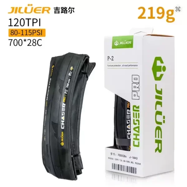 Producto - Cubierta Jiluer Chaser Pro P2 Ruta 700x28c 120TPI Kevlar Negro