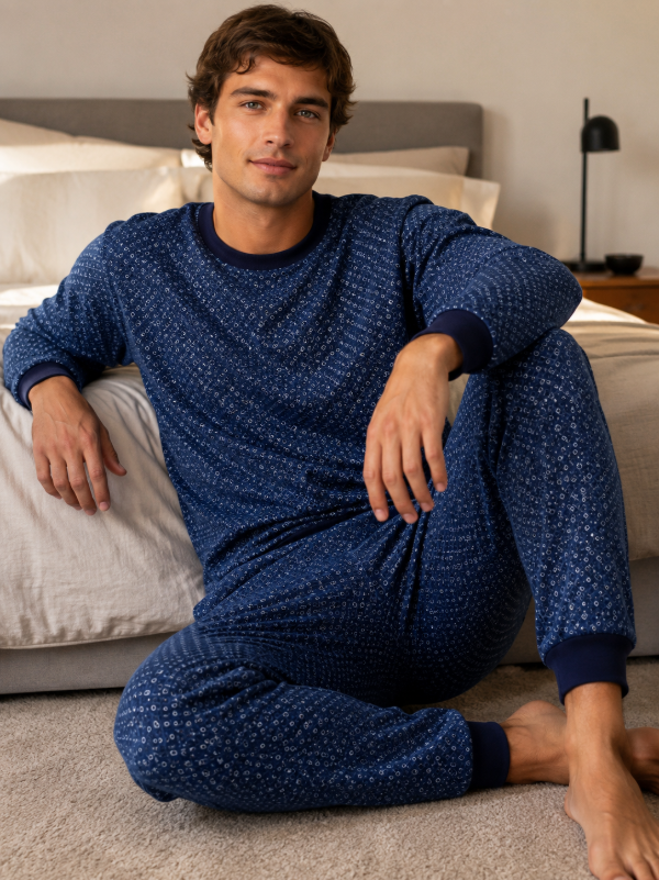 Pijama de Hombre Tipo Buzo - Azul Marino