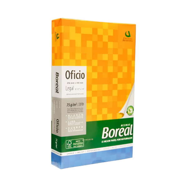 Producto - RESMA BOREAL OFICIO 75GRS.